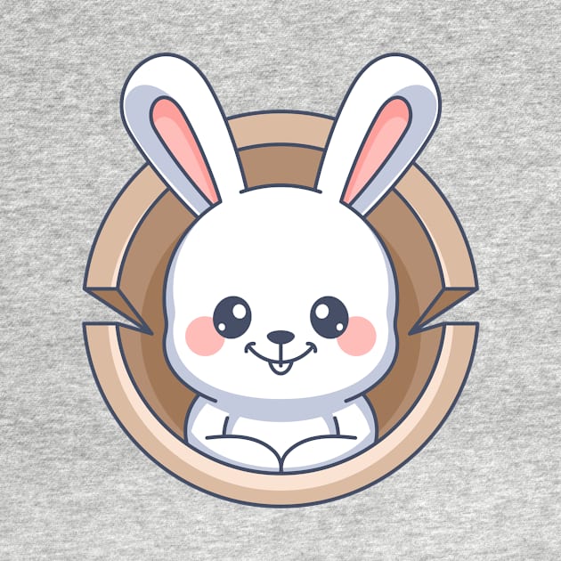 Bunny hiding in a wooden hole by Wawadzgnstuff